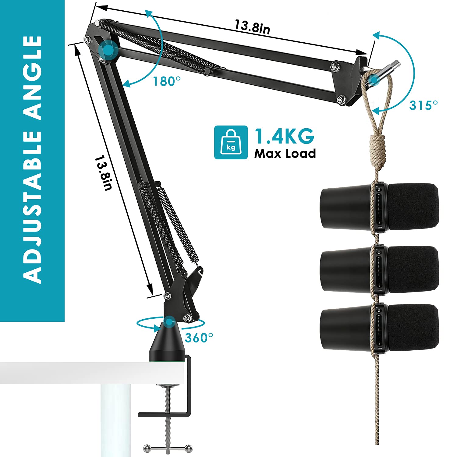 MV7 MV7X MV7+ Boom Arm - Mic Arm with Foam Cover Windscreen Compatible with Shure MV7 and Shure MV7X and Shure MV7+ Microphone w